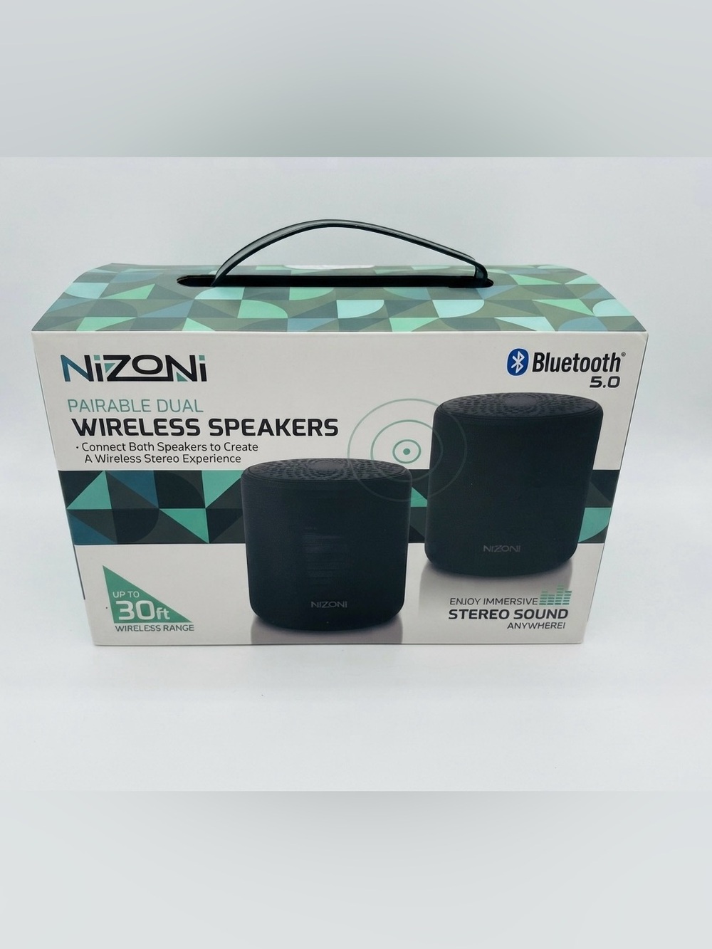 NiZONi Pairable Dual Wireless Speakers - Bluetooth 5.0 Stereo Set - Brand New